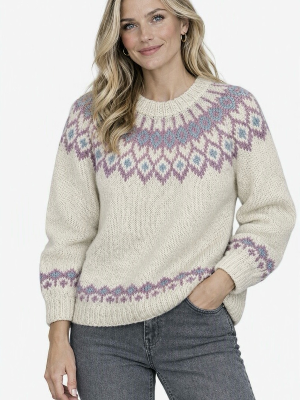 HAND-KNIT Icelandic Íslenskur Heimilisidnaður Sweater Small Vintage 1980s NWOT - Picture 1 of 6